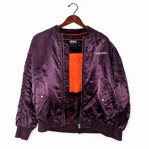 Chicago Bulls Satin Bomber Jacket | NBA Authentic | Rare Purple | Oversized
